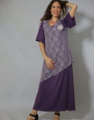 שמלת ערב קומות תחרה סגולה