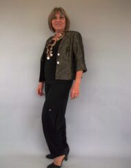 ג'קט בטנה מבד ג'קארד בצבע זהב זית