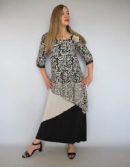 שמלת ערב קומות תחרה שחור בז'